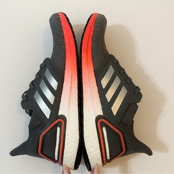 ADIDAS GRAY PINK SILVER ULTRABOOST 20 LACE UP KNIT SNEAKERS - Picture 2 of 8